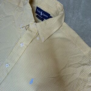 Ralph Lauren Yellow Gingham Short Sleeve Shirt Blake Preppy Summer CLassic M Men